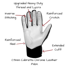 Premium Pro Chrome Series Short Cuff Batting Gloves - Black3