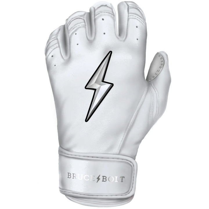 Premium Pro Chrome Series Short Cuff Batting Gloves - White1