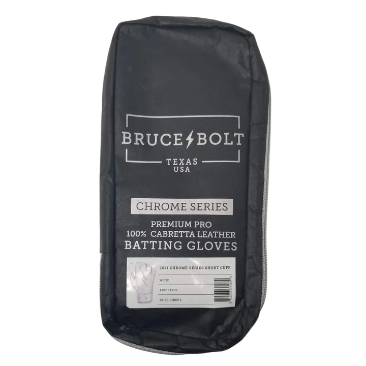 Premium Pro Chrome Series Short Cuff Batting Gloves - White2