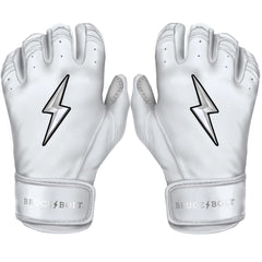 Premium Pro Chrome Series Short Cuff Batting Gloves - White