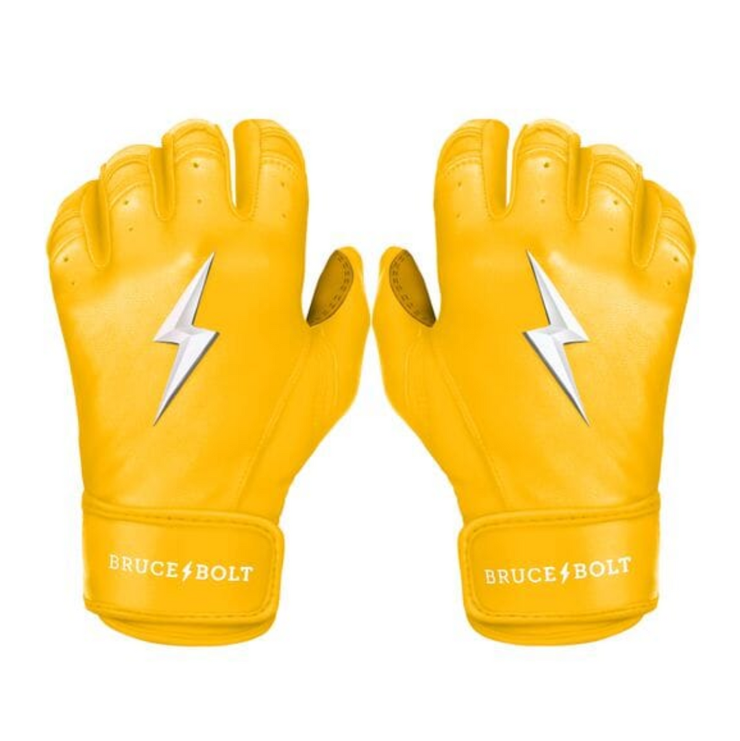 Premium Pro Short Cuff Batting Gloves - Yellow