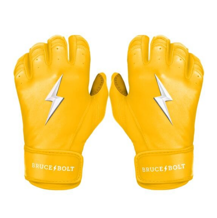 Premium Pro Short Cuff Batting Gloves - Yellow