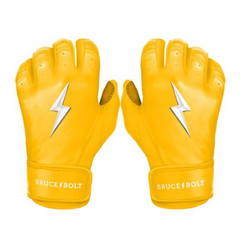 Premium Pro Short Cuff Batting Gloves - Yellow