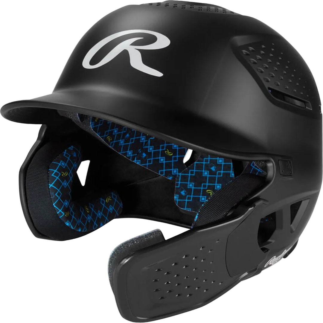 Rawlings RX2 Reverse Batting Helmet – Black Senior Baseball Helmet with Reversible Jaw Guard