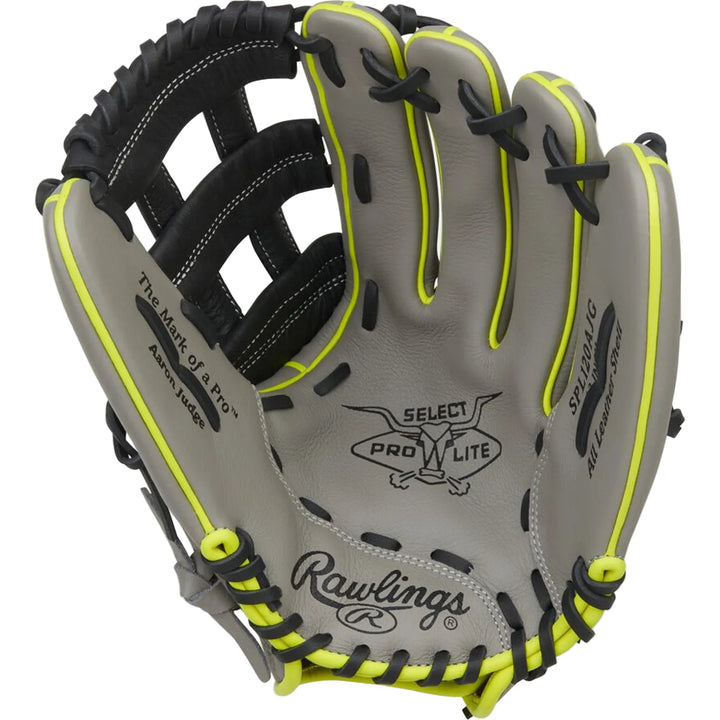Rawlings Select Pro Lite Aaron Judge 12” Baseball Glove RHT Youth Gray Black Pro H Web - SPL120AJG