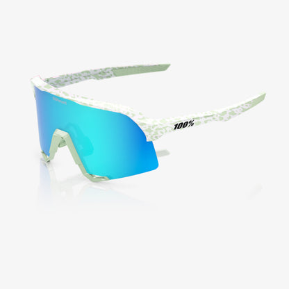 100% S3 LE Elly 2 Sunglasses – Polished Light Green Frame with Blue Topaz Mirror Lens