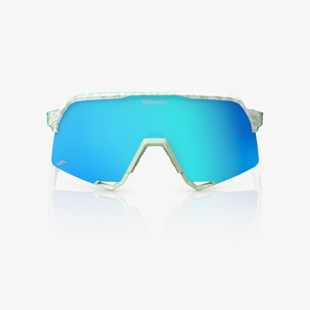 100% S3 LE Elly 2 Sunglasses – Polished Light Green Frame with Blue Topaz Mirror Lens