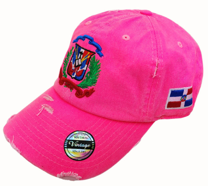 Vintage Adjustable Dominican Shield Neon Pink Hats