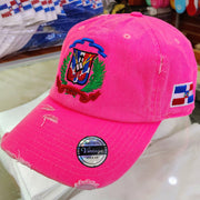 Vintage Adjustable Dominican Shield Neon Pink Hats1