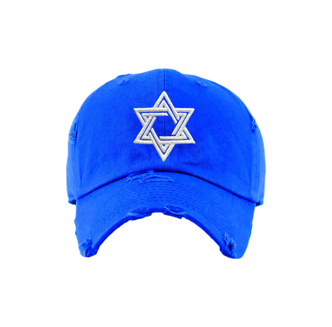 Vintage Royal Blue Hat with Embroidered Star of David - Unisex1