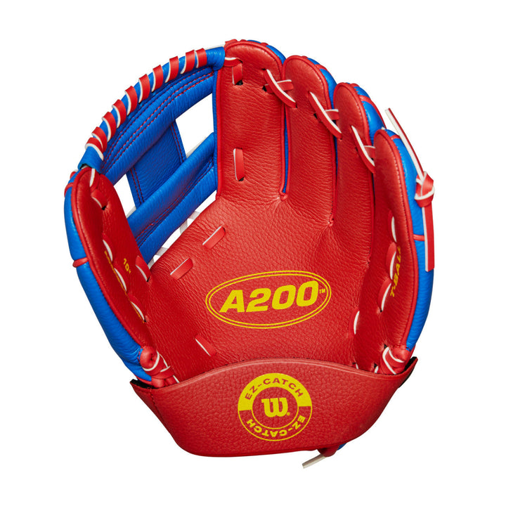 Wilson 2024 A200 EZ Catch 10 Inch Youth Baseball Glove - Royal/Red/Yellow1