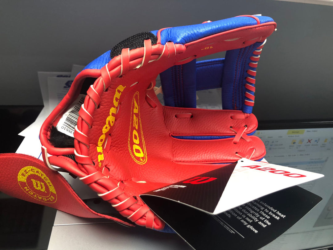 Wilson 2024 A200 EZ Catch 10 Inch Youth Baseball Glove - Royal/Red/Yellow4