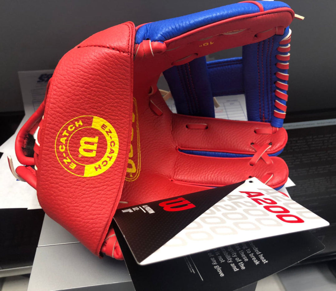 Wilson 2024 A200 EZ Catch 10 Inch Youth Baseball Glove - Royal/Red/Yellow5