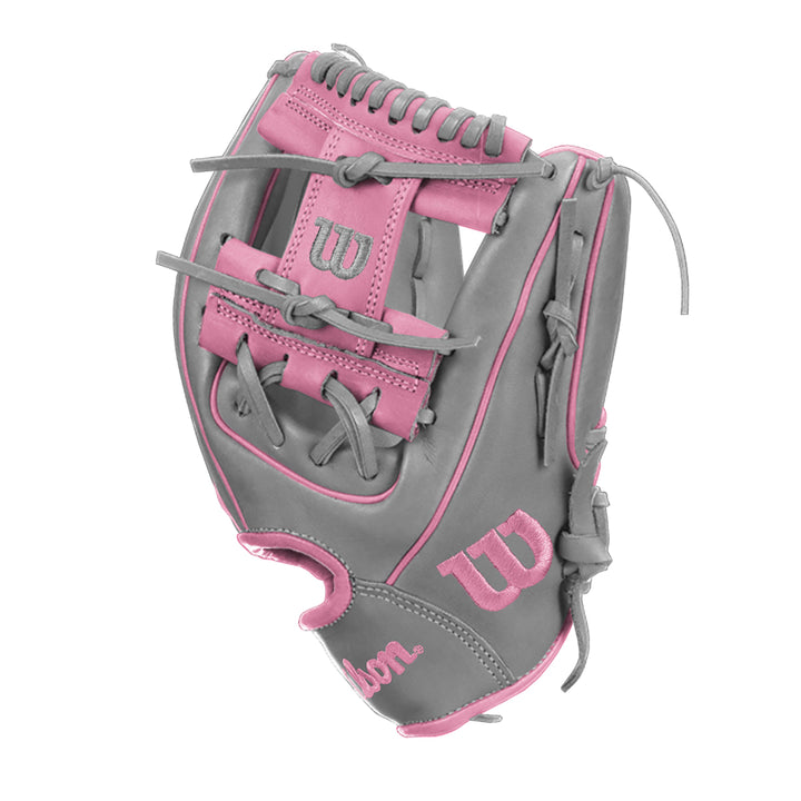 Wilson A2000 1786 11.5" Infield Baseball Glove - Gray/Pink - Right Hand Thrower2