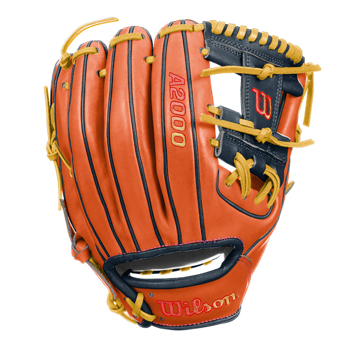 Wilson A2000 1786 11.5" Infield Baseball Glove - Orange/Navy/Yellow - Right Hand Thrower
