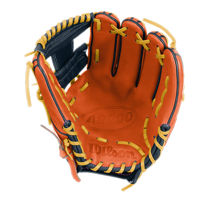 Wilson A2000 1786 11.5" Infield Baseball Glove - Orange/Navy/Yellow - Right Hand Thrower1