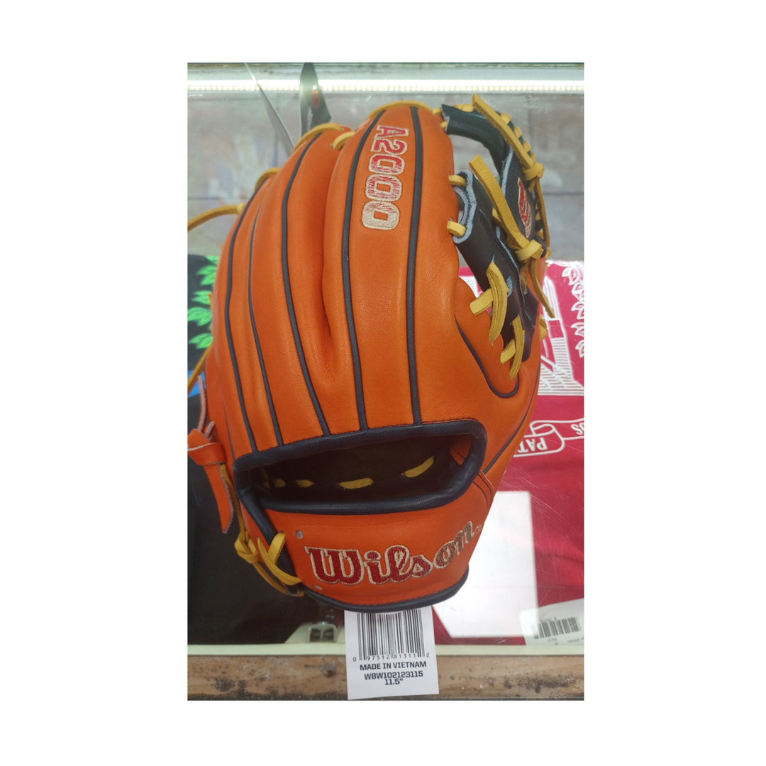 Wilson A2000 1786 11.5" Infield Baseball Glove - Orange/Navy/Yellow - Right Hand Thrower4