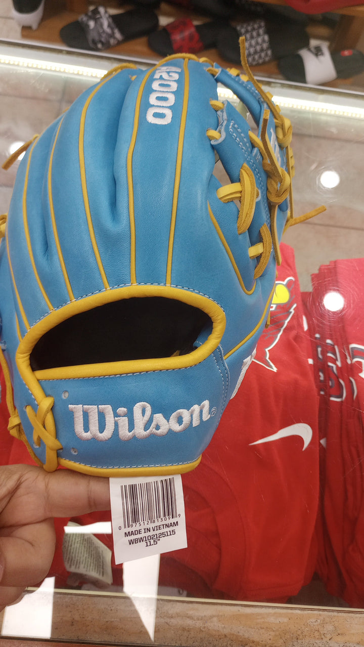 Wilson A2000 1786 11.5" Infield Baseball Glove - Sky Blue Yellow - Right Hand Thrower4