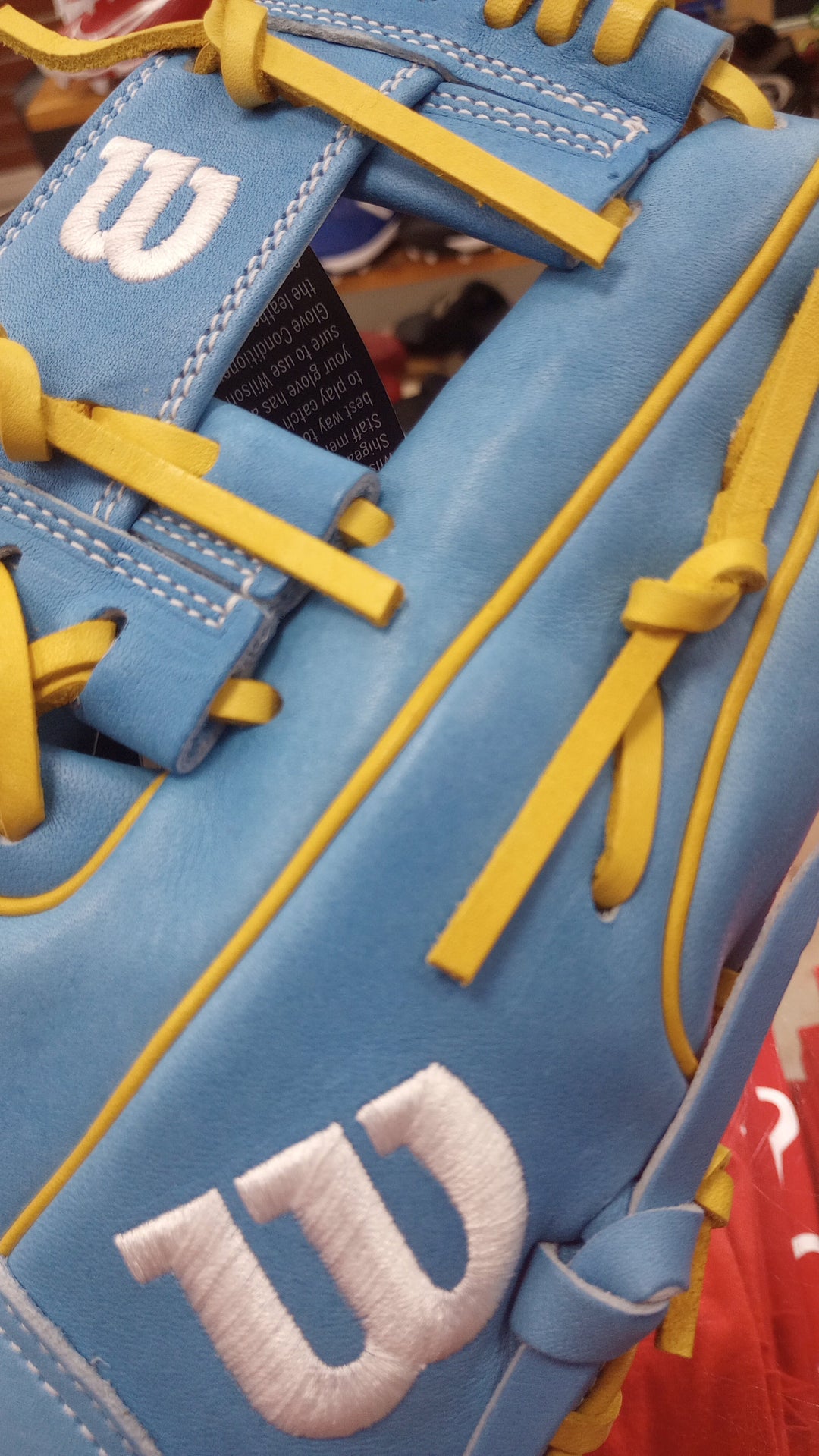 Wilson A2000 1786 11.5" Infield Baseball Glove - Sky Blue Yellow - Right Hand Thrower5