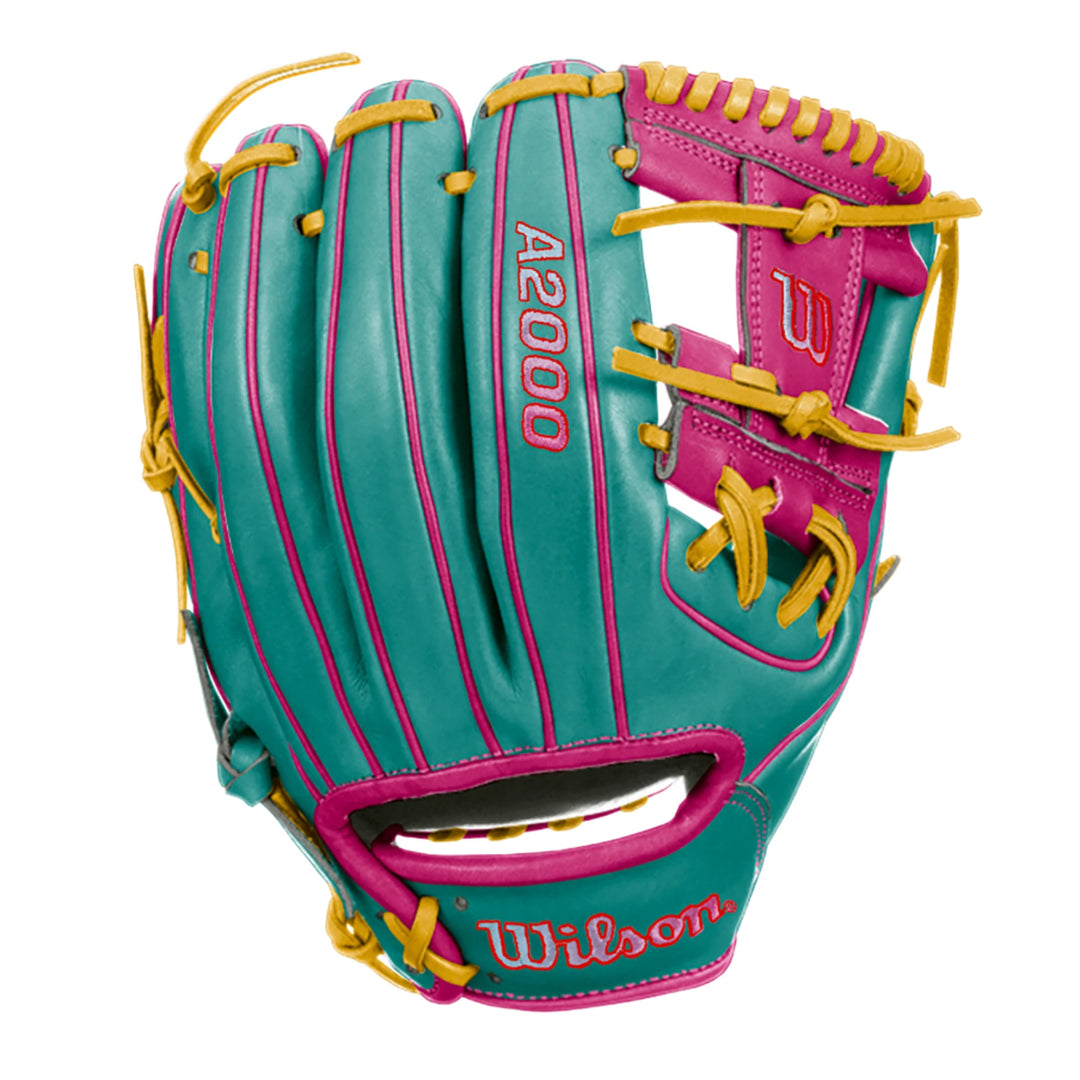 Wilson A2000 1786 11.5" Infield Baseball Glove - Teal/Flaming/Yellow - Right Hand Thrower