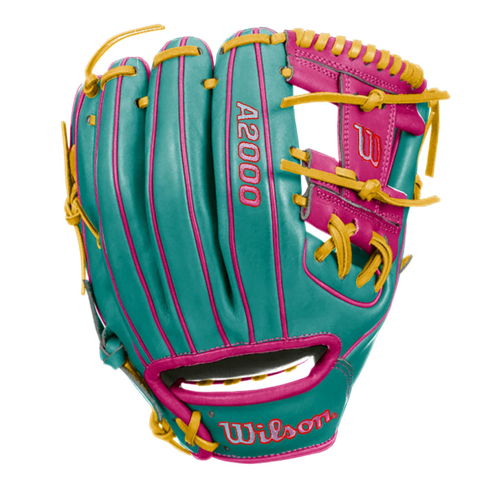 Wilson A2000 1786 11.5" Infield Baseball Glove - Teal/Flaming/Yellow - Right Hand Thrower