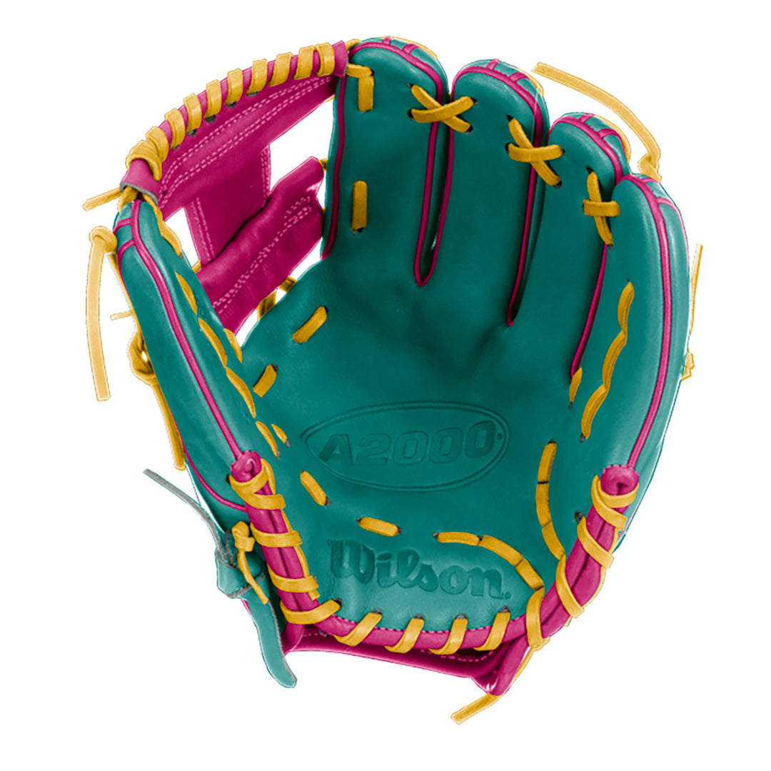Wilson A2000 1786 11.5" Infield Baseball Glove - Teal/Flaming/Yellow - Right Hand Thrower1