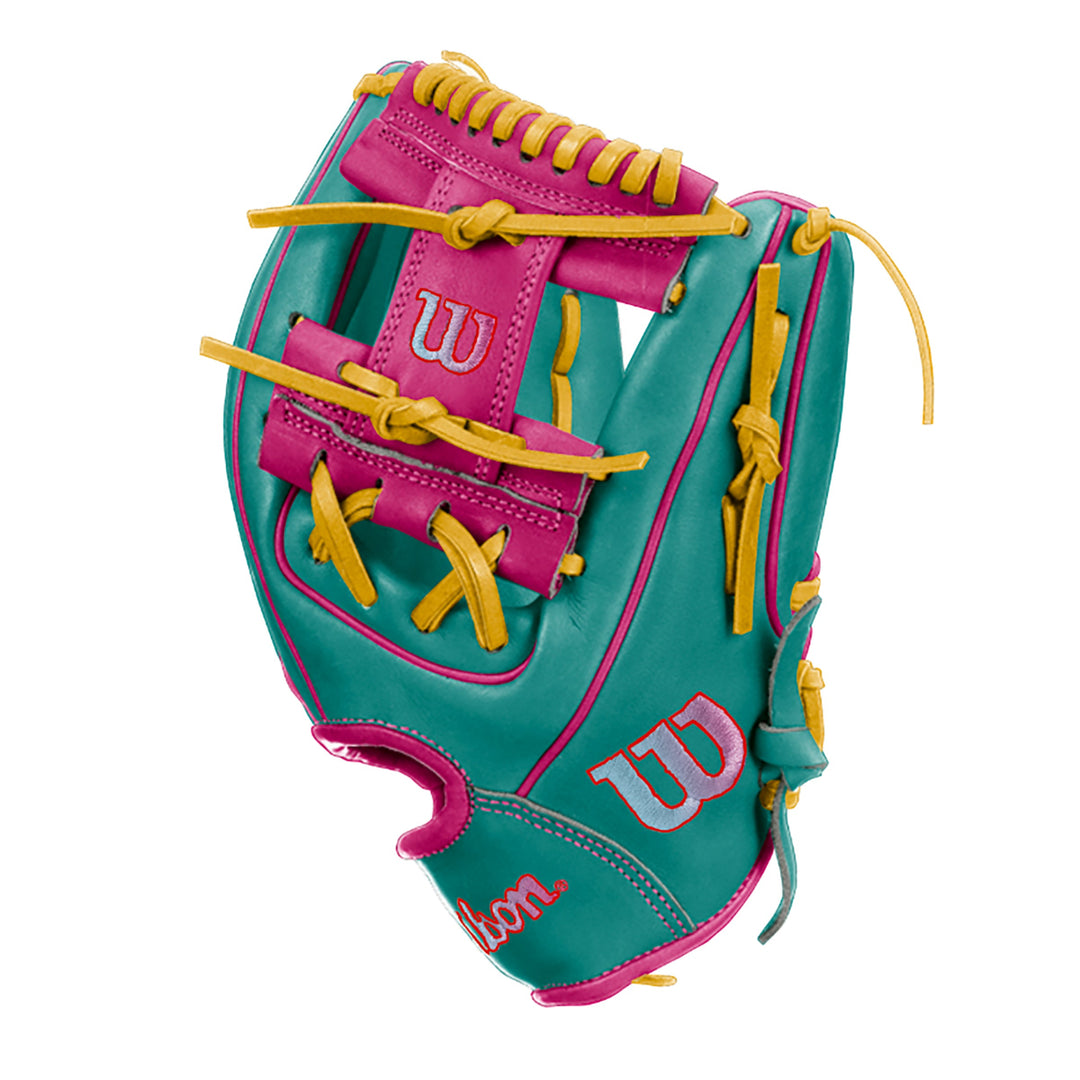 Wilson A2000 1786 11.5" Infield Baseball Glove - Teal/Flaming/Yellow - Right Hand Thrower2