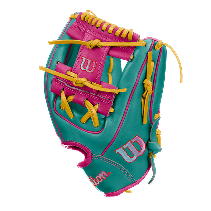 Wilson A2000 1786 11.5" Infield Baseball Glove - Teal/Flaming/Yellow - Right Hand Thrower2