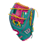 Wilson A2000 1786 11.5" Infield Baseball Glove - Teal/Flaming/Yellow - Right Hand Thrower2