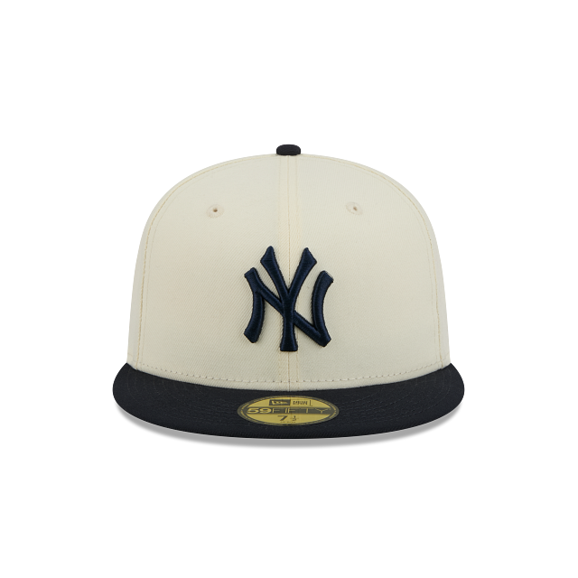 New Era New York Yankees Color Basic 59FIFTY Fitted Hat Cream Black | MLB Fitted Baseball Cap | COLOR BASIC 5950 NEYYAN CHWOTC