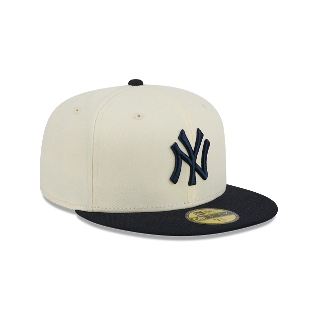 New Era New York Yankees Color Basic 59FIFTY Fitted Hat Cream Black | MLB Fitted Baseball Cap | COLOR BASIC 5950 NEYYAN CHWOTC