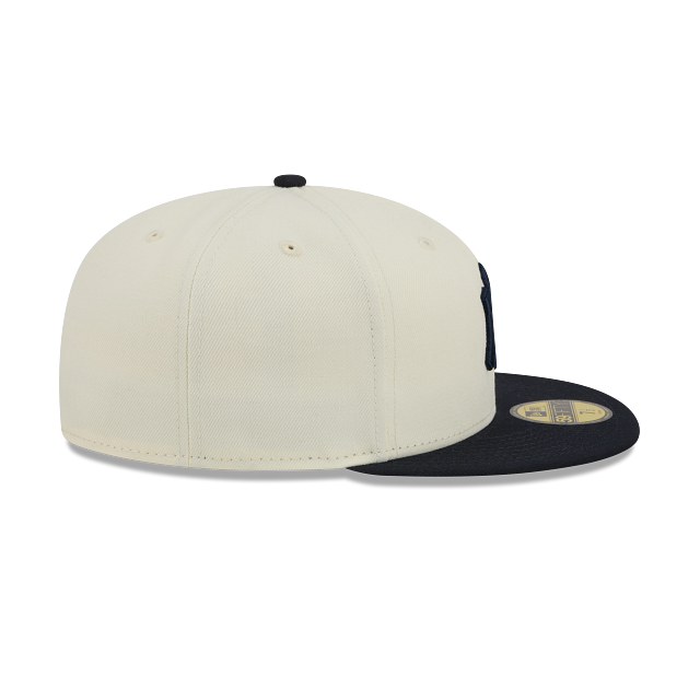New Era New York Yankees Color Basic 59FIFTY Fitted Hat Cream Black | MLB Fitted Baseball Cap | COLOR BASIC 5950 NEYYAN CHWOTC