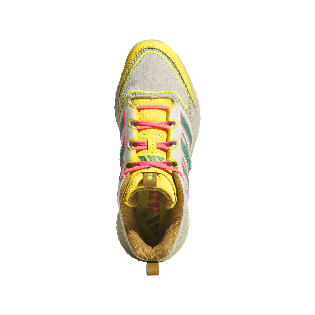 adidas Adizero DGT Somos multicolor turf trainer viewed from above