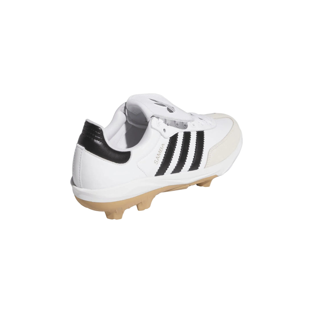 adidas Samba TPU white black molded baseball cleat rear angle