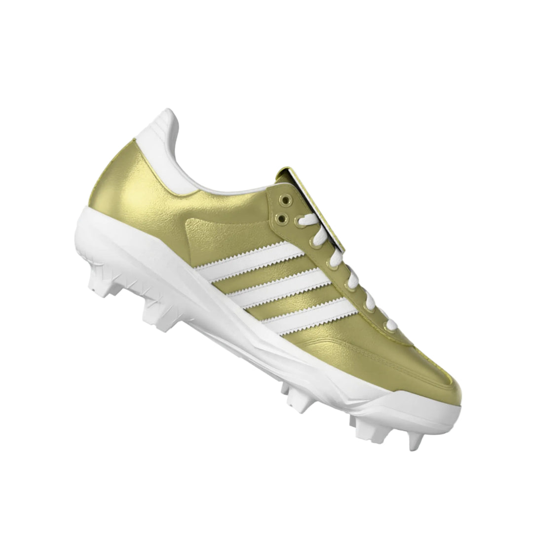 adidas Samba TPU Baseball Cleat Gold Metallic angled product view
