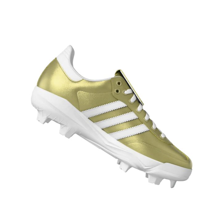 adidas Samba TPU Baseball Cleat Gold Metallic angled product view