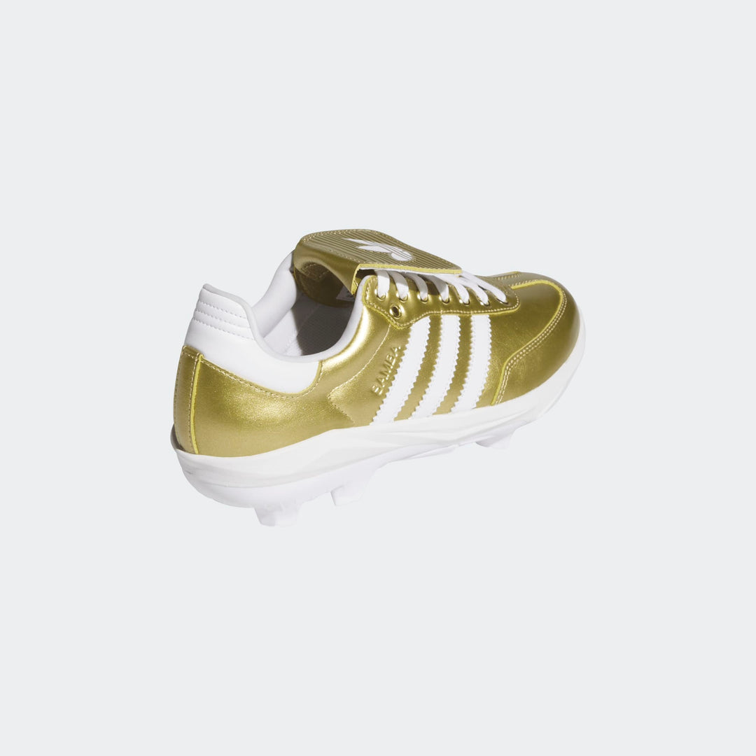 adidas Samba TPU Baseball Cleats Gold Metallic rear angle