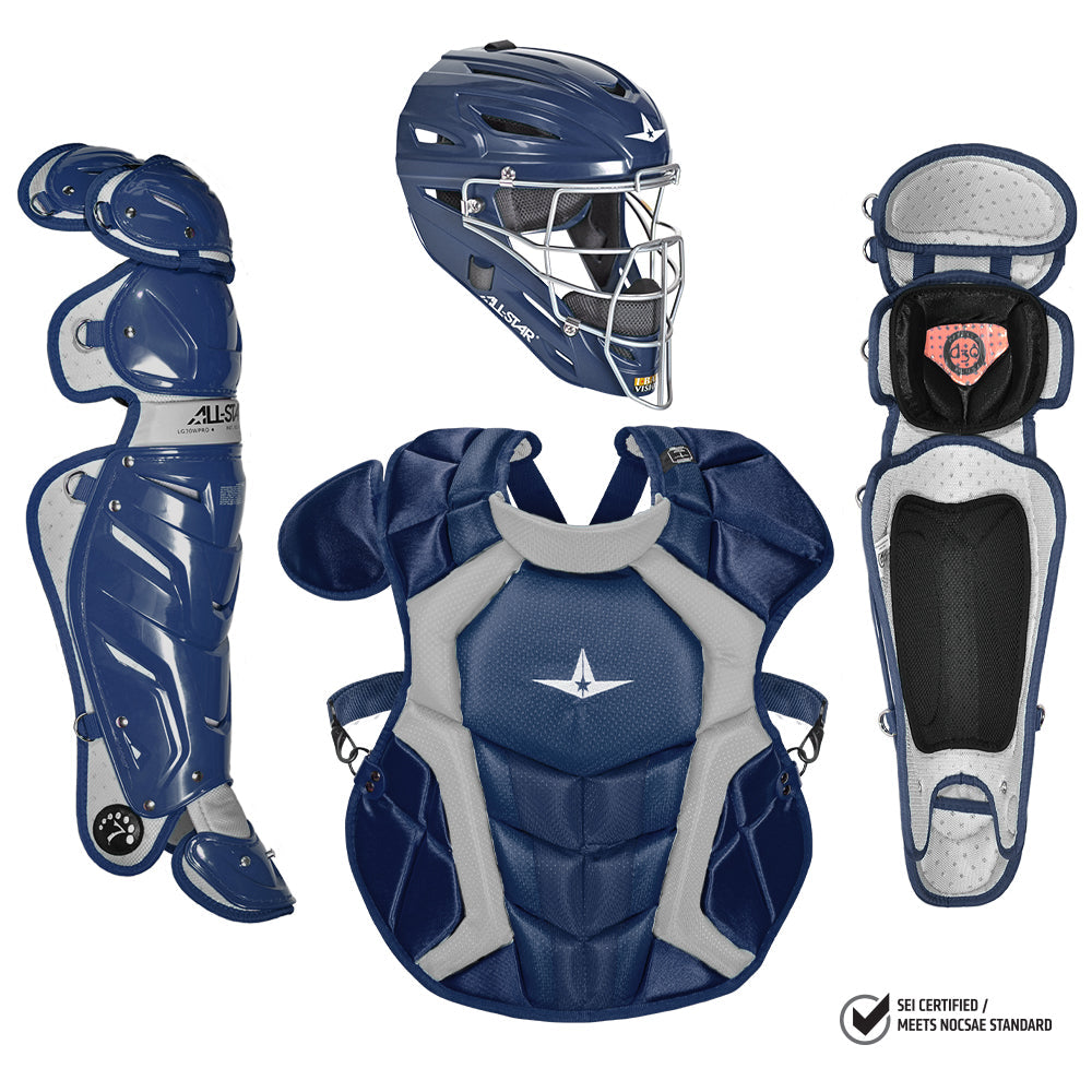 baseball catchers gear All-Star Adult System7 NOCSAE Catcher's Set Navy