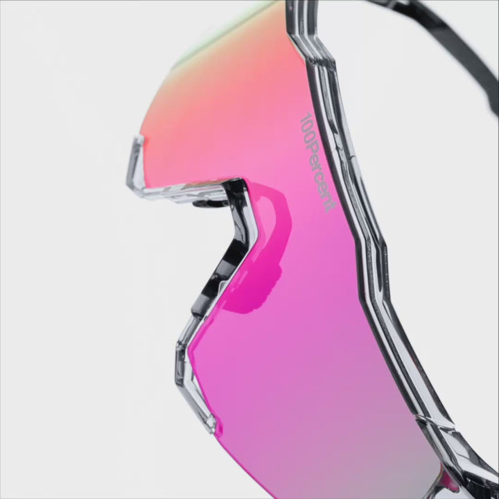 100% SPEEDCRAFT MLB Authentic Sunglasses – Polished Translucent Grey Frame with HiPER® Vital Pink Mirror Lens | Performance Sports Eyewear | SKU 60007-10078