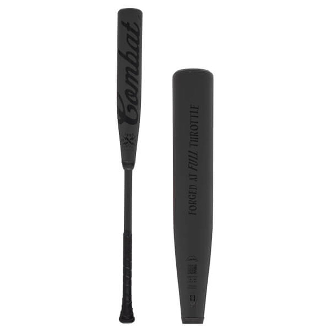 COMBAT MFG Spec H1 Steel Horses BBCOR Baseball Bat Black full front and barrel view