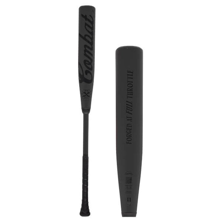 COMBAT MFG Spec H1 Steel Horses BBCOR Baseball Bat Black full front and barrel view