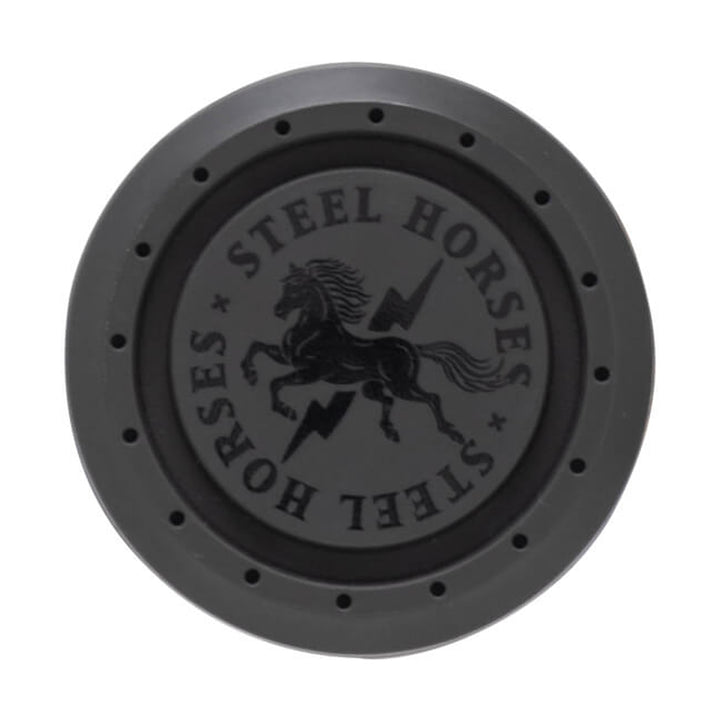 COMBAT MFG Steel Horses -3 BBCOR Bat horse and lightning logo end cap detail