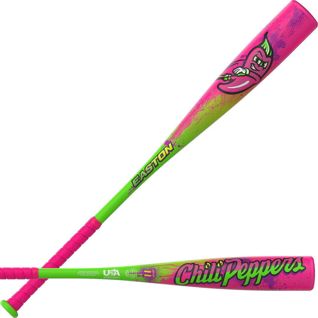 Easton Cosmic Chili Peppers -8 USA Baseball Bat dual angle product view