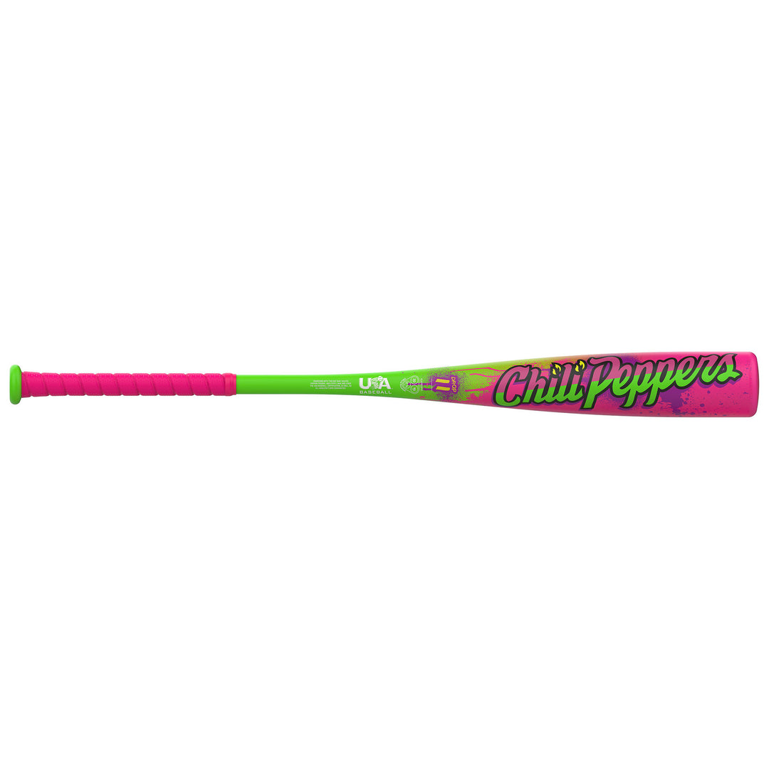2027 Easton Cosmic Chili Peppers USA bat showing chili pepper barrel graphic
