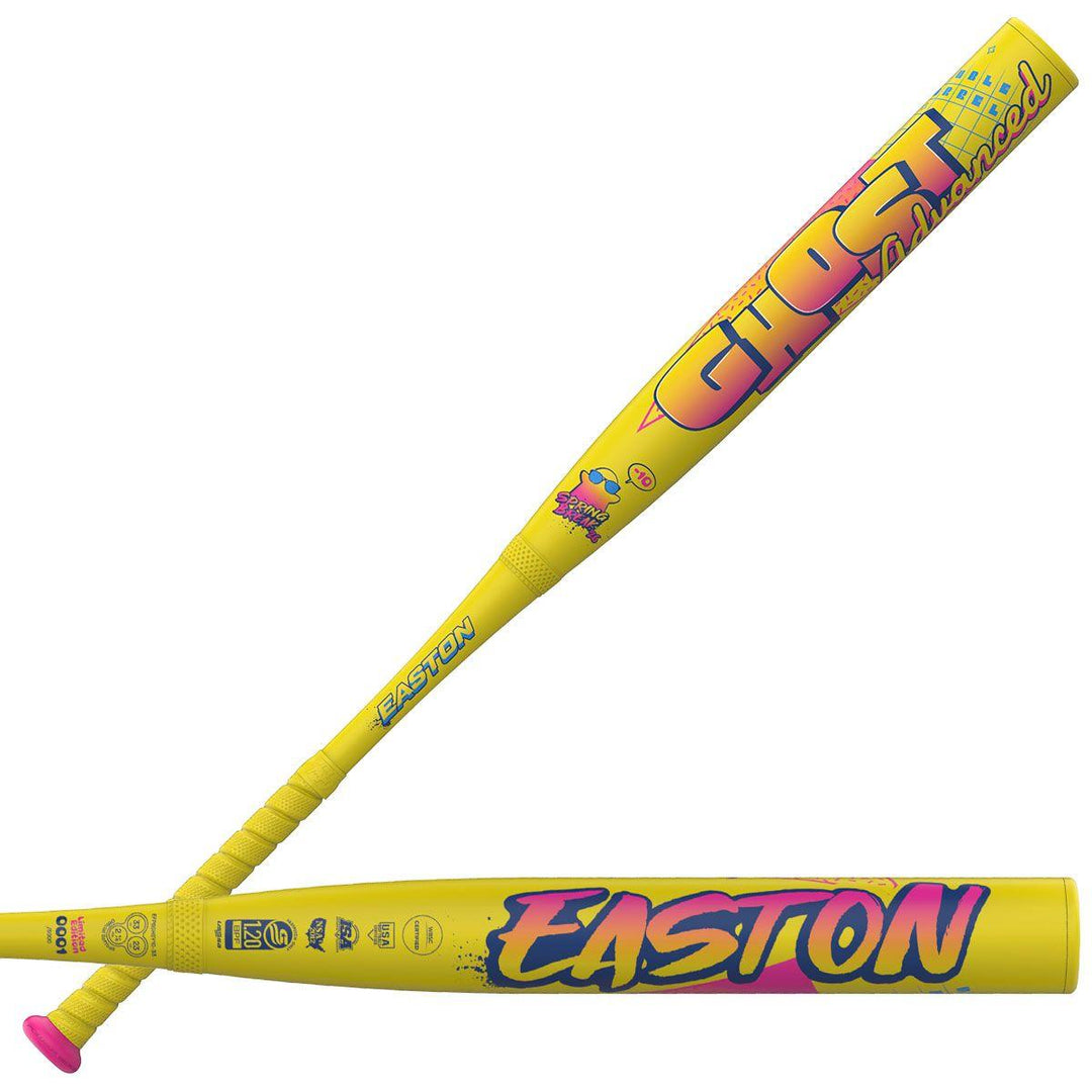 Easton Ghost Advanced Spring Break yellow fastpitch bat angled view