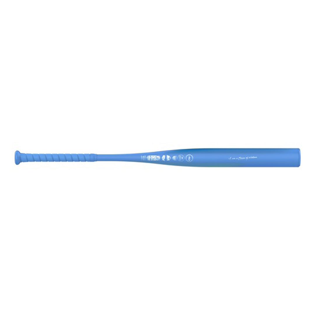 Easton Ghost Era Wild softball bat full-length reverse view with blue barrel and white markings