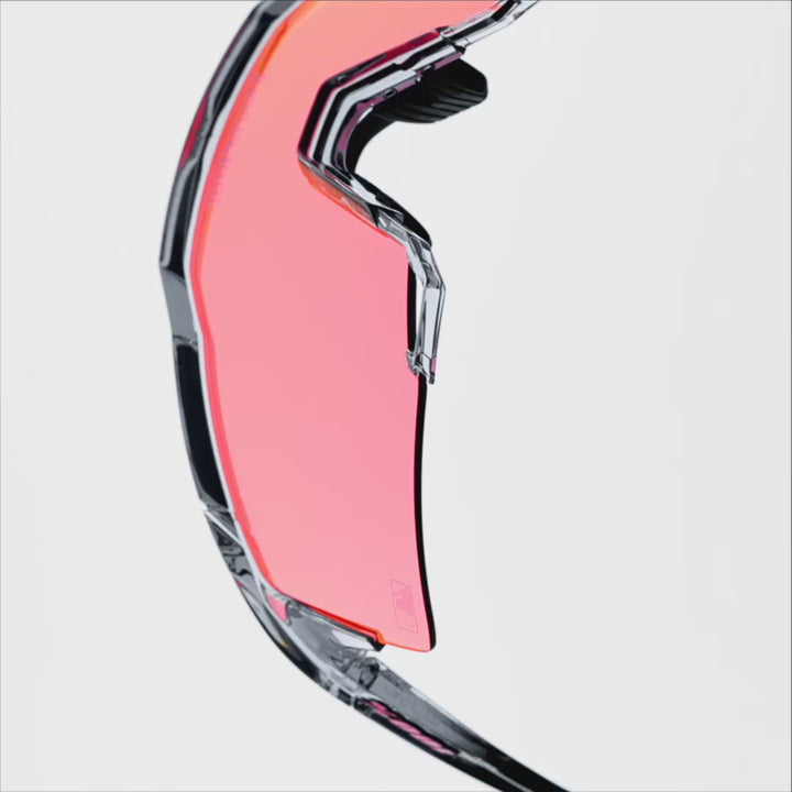 100% SPEEDCRAFT MLB Authentic Sunglasses – Polished Translucent Grey Frame with HiPER® Fire Red Mirror Lens | Performance Sports Eyewear | SKU 60007-10075