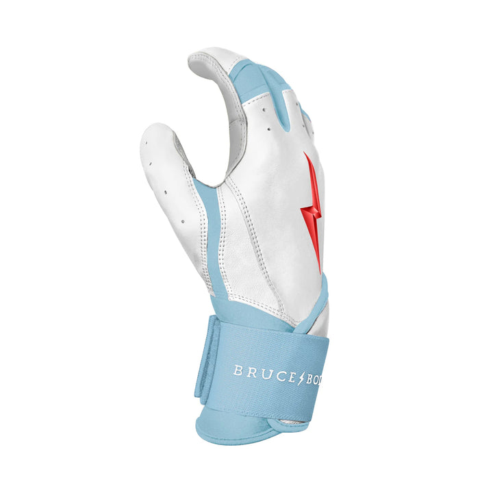 PREMIUM PRO HAPP Series Long Cuff Batting Gloves White C.Blue