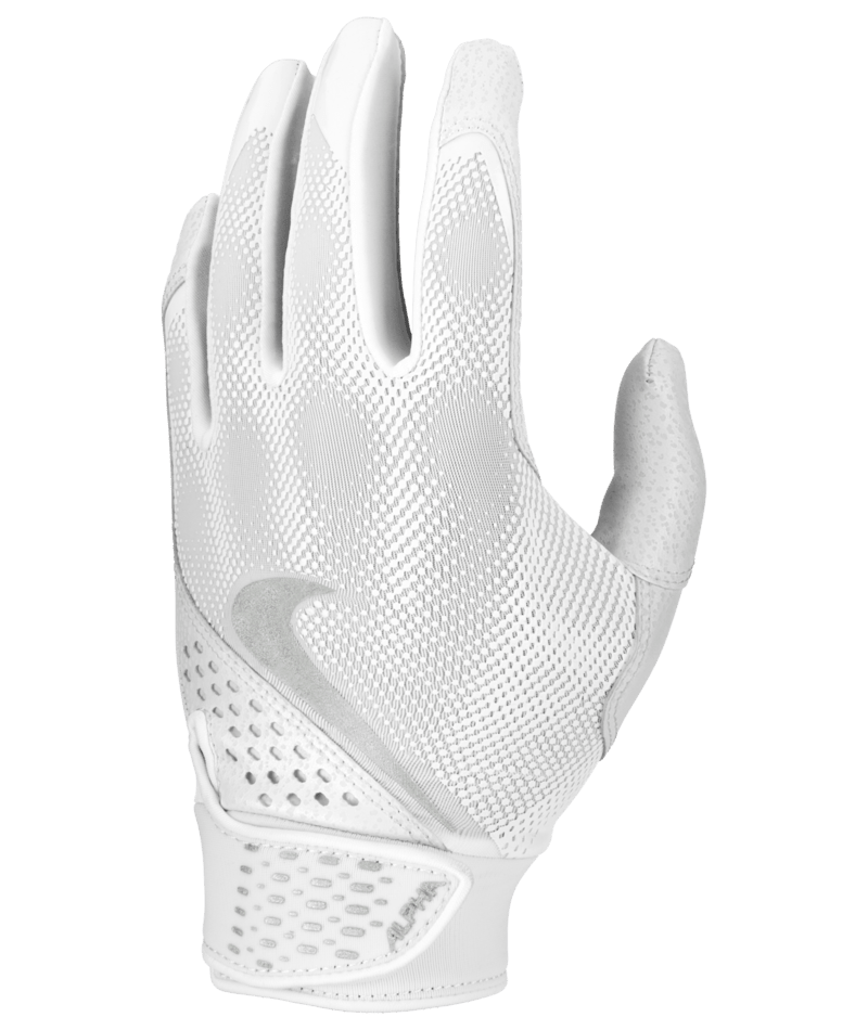 Nike Alpha Youth Batting Gloves – Black &amp; Silver Baseball &amp; Softball Gloves