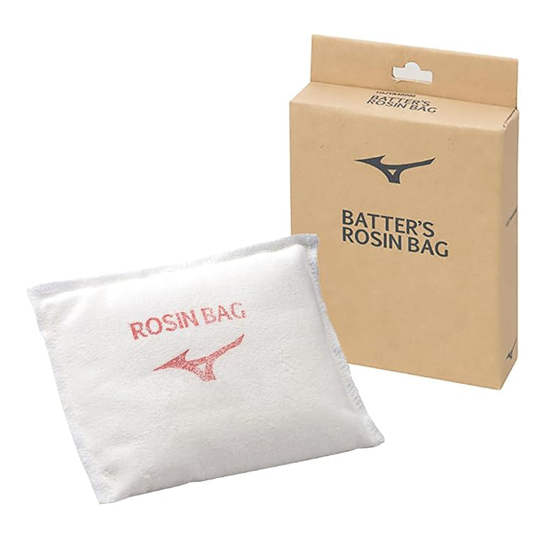 Mizuno Rosin Bag 370372 White Cloth Pouch with Red RunBird Logo and Cardboard Packaging